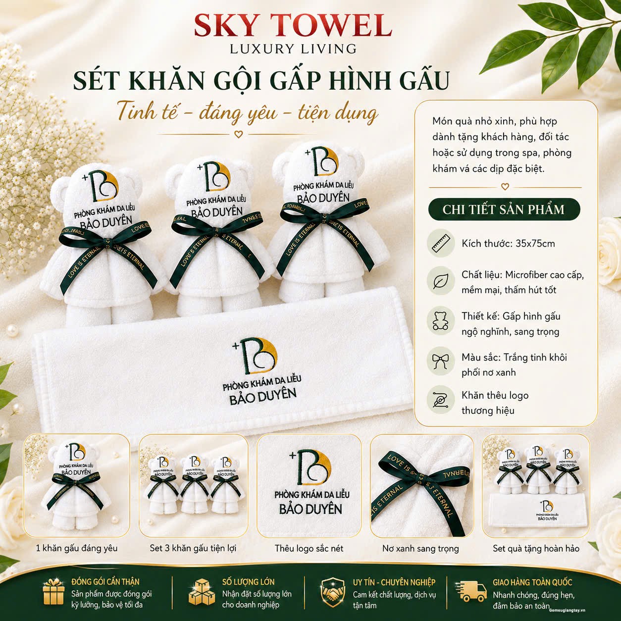 SET KHĂN GỘI GẤU LÀM QUÀ TẶNG KHÁCH HÀNG 