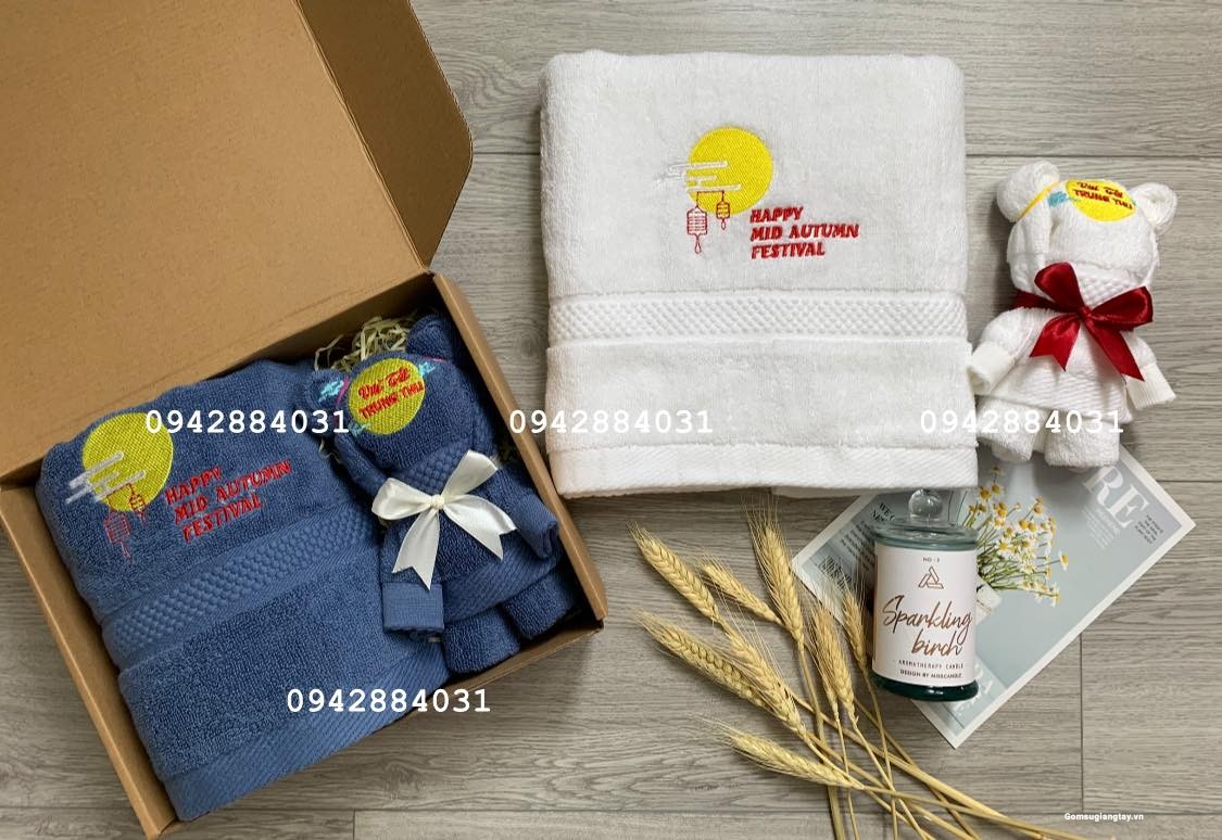 BỘ KHĂN THÊU GẤP GẤU - QUÀ TẶNG TRUNG THU