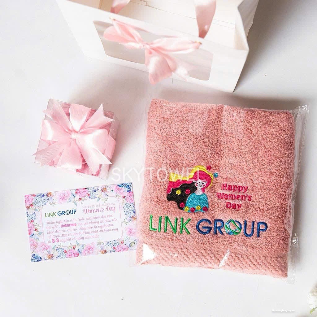BỘ KHĂN QUÀ TẶNG QUỐC TẾ PHỤ NỮ 8/3 -  THÊU LOGO THEO YÊU CẦU
