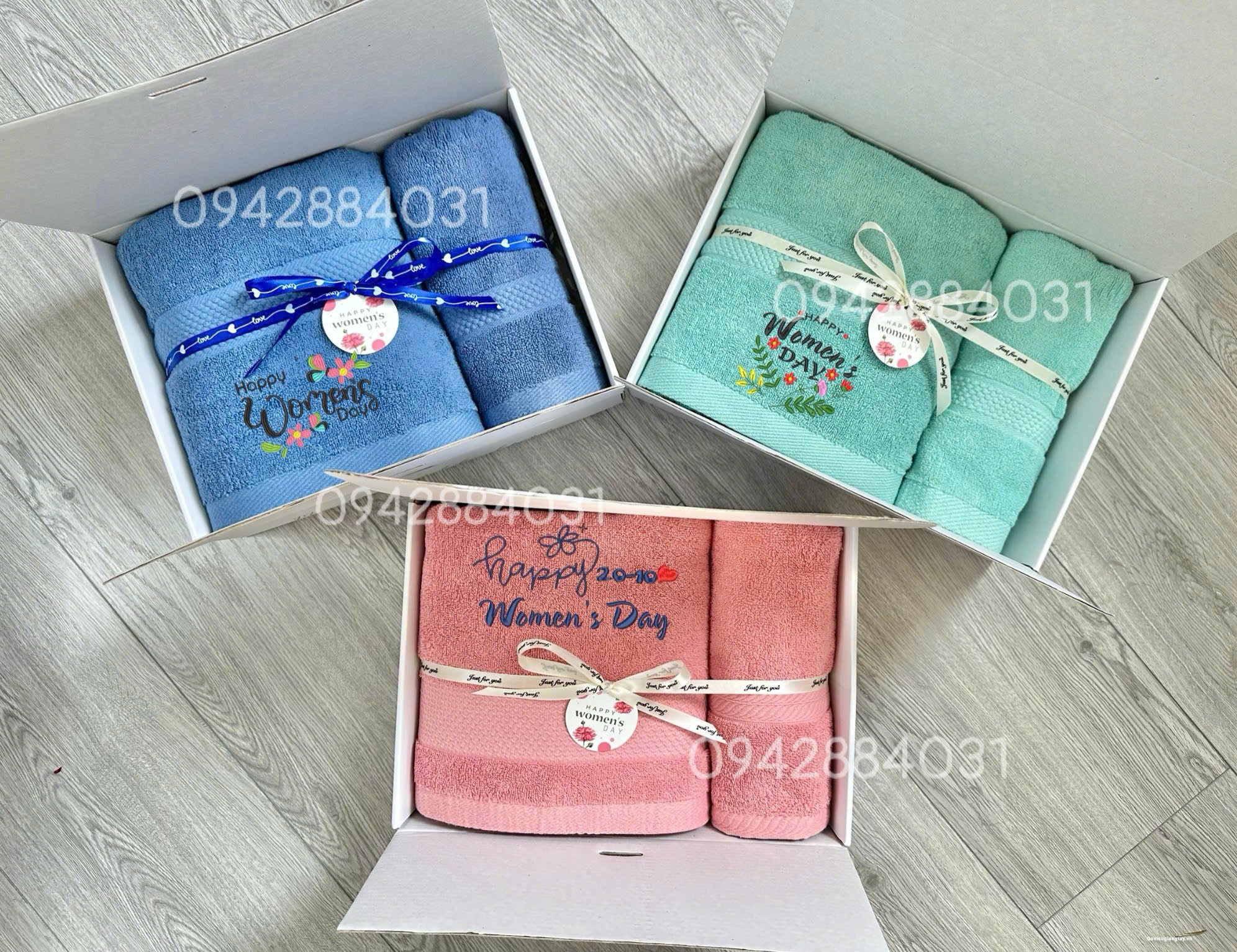 BỘ 2 KHĂN THÊU QUÀ TẶNG PHỤ NỮ NGÀY 20/10 - 8/3