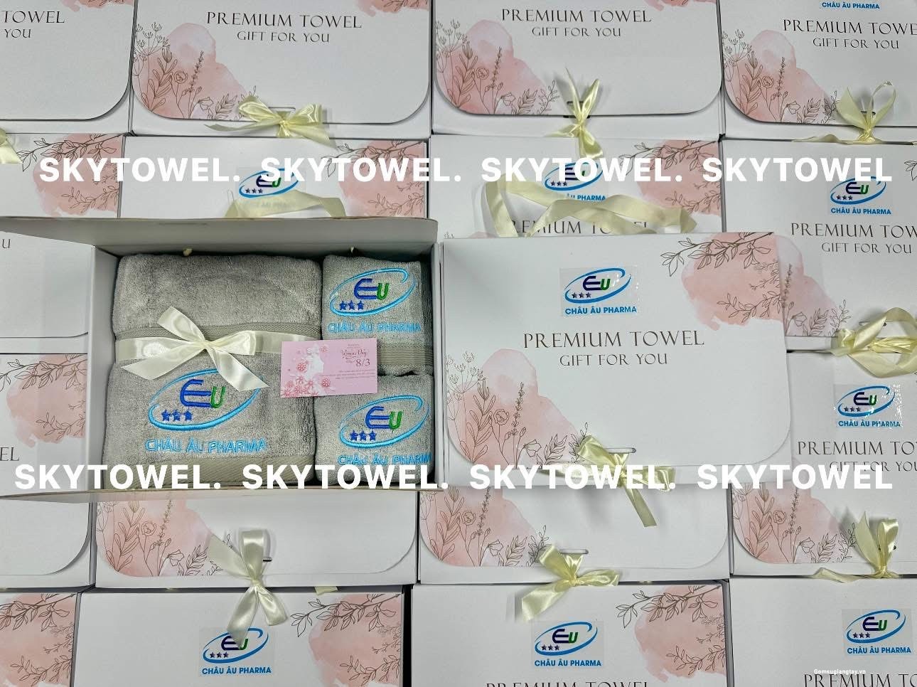 BỘ 3 KHĂN SỢI TRE LÀM QUÀ TẶNG DOANH NGHIỆP  - THÊU LOGO THEO YÊU CẦU