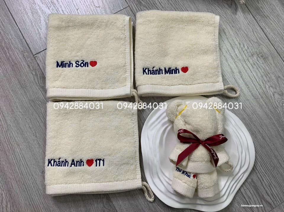 KHĂN MẶT THÊU TÊN BÉ - MÓN QUÀ 1/6, SINH NHẬT, TỎNG KẾT NĂM HỌC 