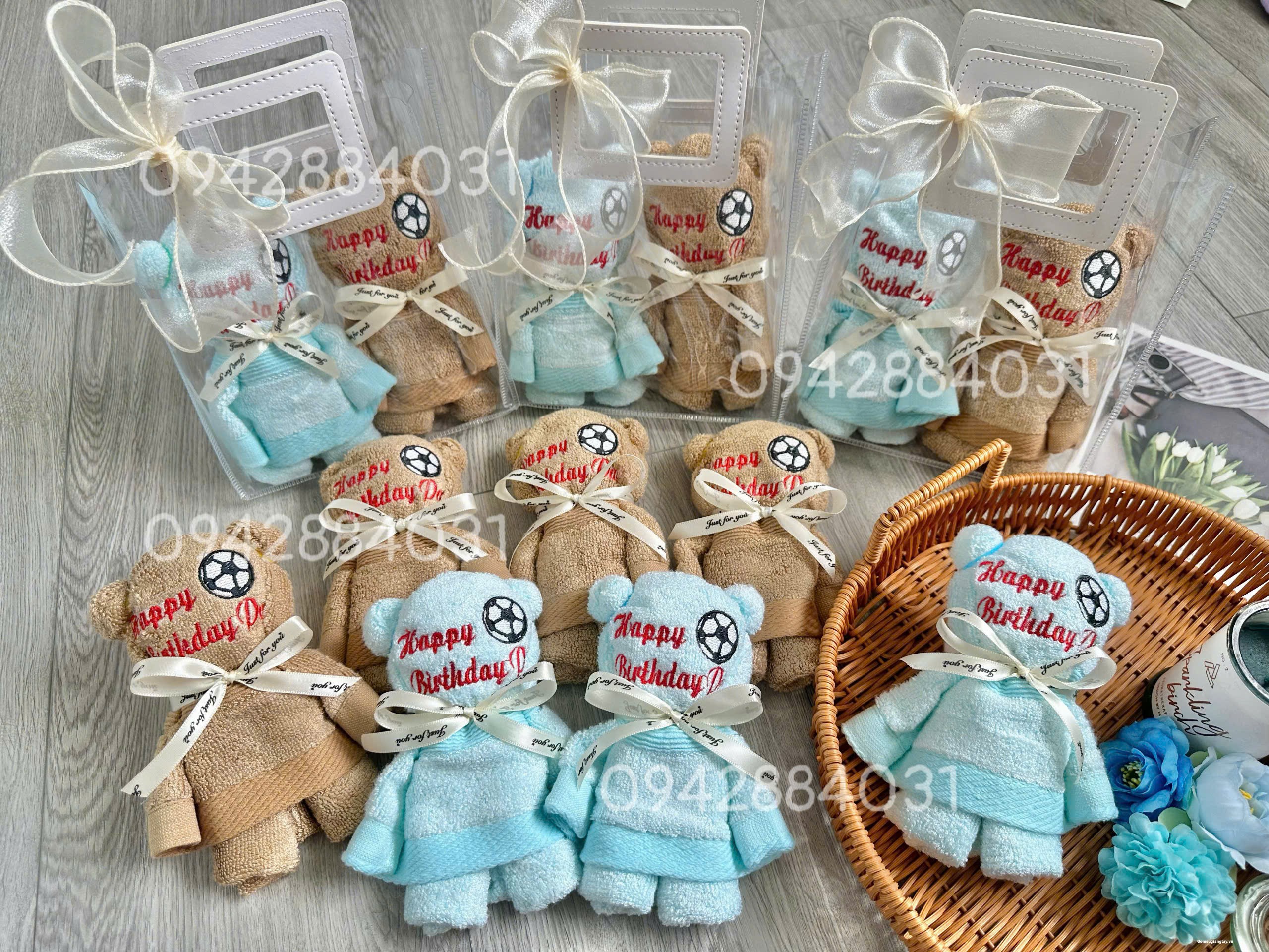 BỘ KHĂN SỢI TRE GẤP HÌNH GẤU LÀM QUÀ TẶNG SINH NHẬT